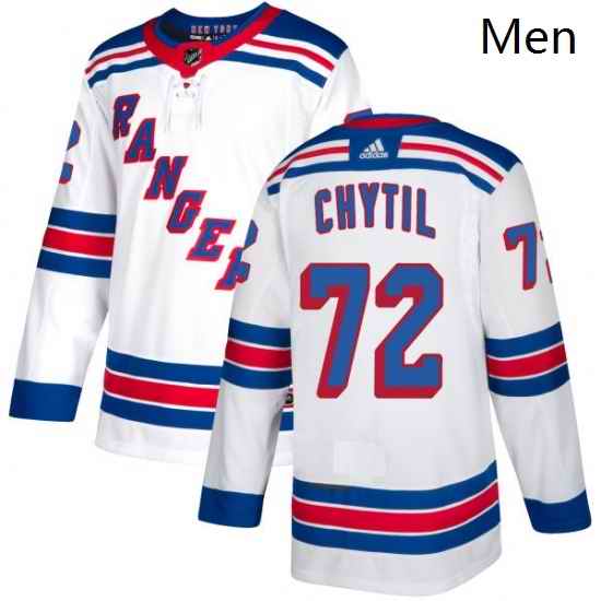 Mens Adidas New York Rangers 72 Filip Chytil Authentic White Away NHL Jersey